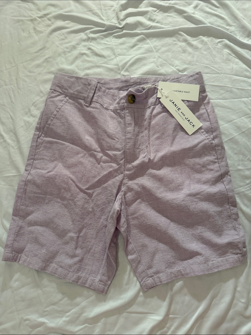 Janie and Jack Lilac Linen-Blend Boys' Shorts